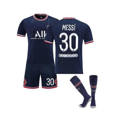 China Cheap 2022 Low MOQ Quick-drying Customize Logo Paris Saint-Germain No. 30 Soccer Apparel Jersey Soccer Uniform Suit for sale