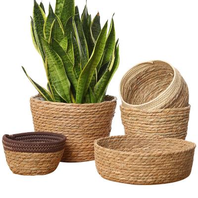 China Sustainable Natural Plant Plankton Baskets with Inner Plastic P for Rope Organizing Laundry Basket and Decorative Nursery Hamper Basket for Blankets for sale