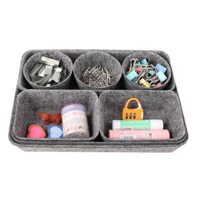 China Viable Custom Felt Desk Organizer Home Office Felt Drawer Divider Organizer Storage Bin Desk Organizer for sale