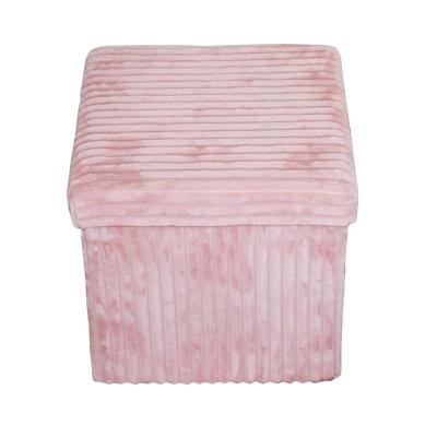 China Collapsible Foldable Ottoman Storage Box Velvet Ottoman Storage Household Storage Stool for sale