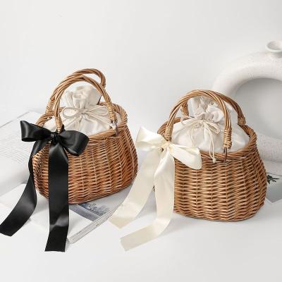 China High Quality Summer Cute Top-handle Bags Tramp Rattan Handmade Wicker Purse Women Bag for sale