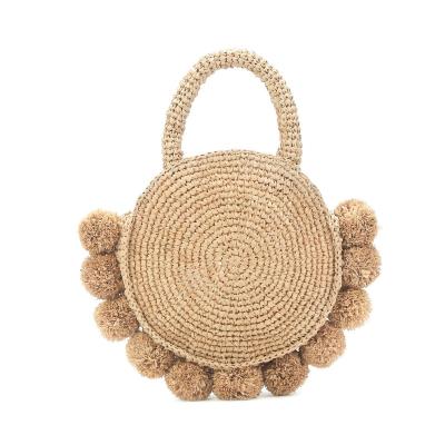 China Eco-Friendly Beach Bag Handmade Straw Shoulder Raffia Fashion Purses Handbags for sale