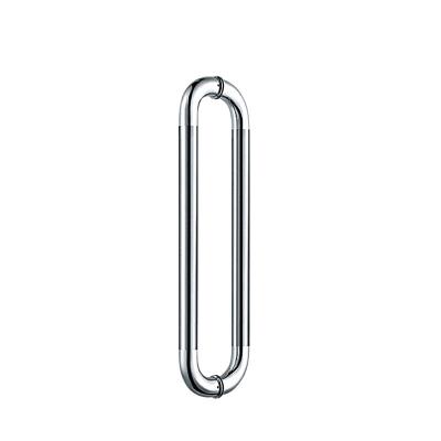 China Modern Producers Material 304 Stainless Steel Square Tube Round Bottom Column Long Bathroom Glass Door Push Pull Handle for sale