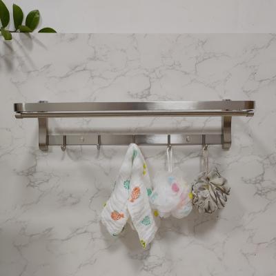 China Durable Towel Rack 23 Inches Stainless Steel Bathroom Towel Rack Rail Bar Rack Luxury Wall Mounted Swept Storage Shelf for sale