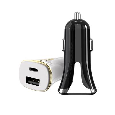 China usb and type-c portable CR-004 18w palladium and abs left material car usb fast charger for sale