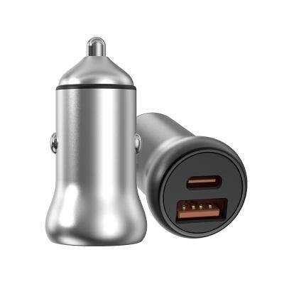 China QC 3.0 Type-C Car Charger Palladium 30w USB 2 Ports and CR-006 Laptops OEM ODM Supplier USB Ports in Car for sale