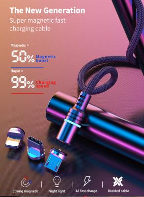 China MP3/MP4 player LED 3-in-one in magnet charging cables 3in1 usb cable charger adapter cabo usb data cable magnetico 3 magnetic 1 for sale