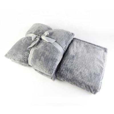 China Anti-pilling Super Soft Flannel Fabric Plush Pillow And Blanket Travel Set Blanket for sale