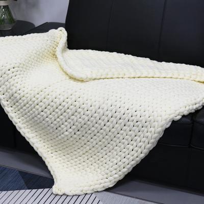 China Wholesale 100% Cotton Soft Polyester Sustainable Tube Knit Throw Blanket, Easy Clean Chunky Knitted Blanket for sale