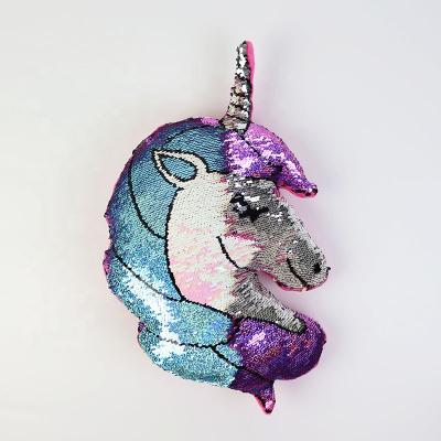 China New Design 3D Changing Color Sequin Mermaid Magical Sequin Unicorn Cushion Reversible Unicorn Pillow Cushion Cover Home Decoration Anti-Decubitus for sale