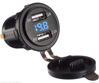 China Voltage Monitoring 3.1A/4.2A Car USB Charger Adapter 2 Ports Charger and Display Voltmeter for sale