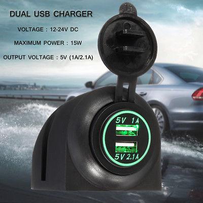 China New China-chic Tent Panel Mount Boat Car Dual USB Waterproof Green 3.1A Charger Dash Mount Socket Adapter for sale