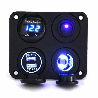 China DC12v -24v Dual Voltage Monitoring Waterproof Socket USB Port Charger Voltmeter Adapter for sale