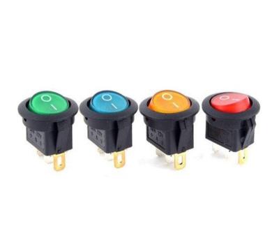 China OFF-ON 16A 12V LED Rocker SPST 20mm Round ON/OFF Switch 3 Pins Red Yellow Green Blue for sale