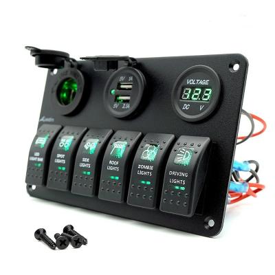 China Waterproof Power 6 LED Strip Rocker Switch Marine Panel 12v-24v for sale