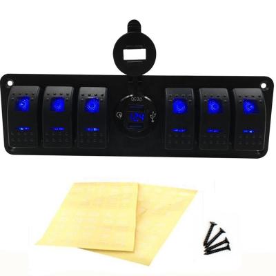 China 7 Strip 2LED Light Rocker Switch Panel Circuit Breaker 12V Waterproof Boat ON/OFF for sale