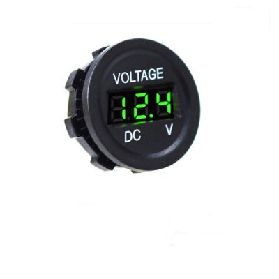 China Nylon Car Motorcycle LED Round Digital Display Voltmeter DC12V Panel 5-48V Voltage Meter for sale