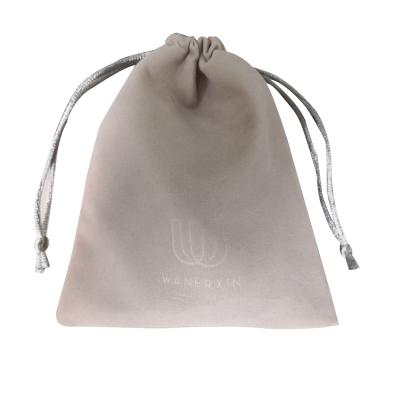 China Gray Velvet Cloth Jewelry Drawstring Bags Jewelry Wholesale Pouches for sale