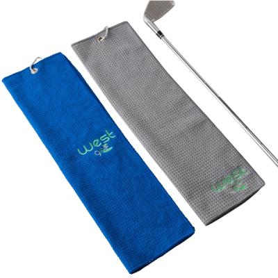 China Sustainable Waffle Towel For Yoga Sports Custom Logo Printed Microfiber Sports Towel For Golf for sale