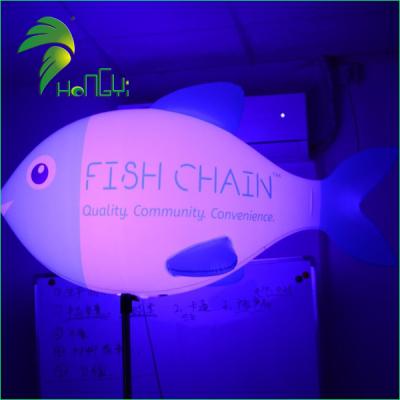 China PVC Customized LED Lighting Inflatable Fish Shape Balloon With Tripod Stand For Advertising for sale