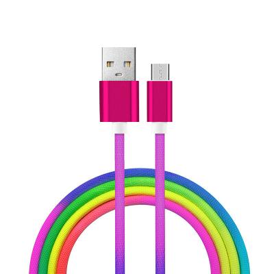 China MP3/MP4 Player Factory Whosale 1M Rainbow Data Cable Fast USB Cable For Type-C Micro Original iPhone Colorful Nylon Braided Charging Charger for sale