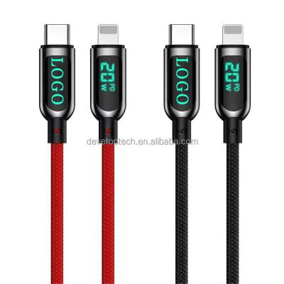 China USB Tipo C Type C Cable Fast Charging Mobile Phone Data Cable OEM ODM USB C Power LED Display USB Charging Cord for sale