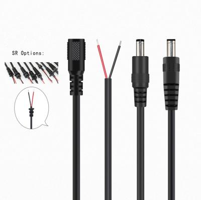 China DC 5.5*2.5MM Industrial Barrel Straight Male Plug UL2464 To Open Wire With Tinned Power Cable for sale