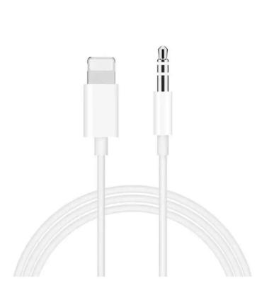 China Factory price car lightning to aux cable. 3.5mm 1.2m white with bag packing for sale