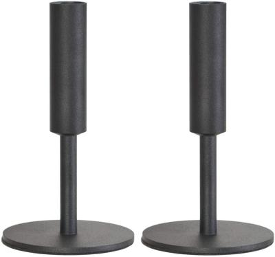 China Classic Simple Design Metal Candlestick Christmas Matte Black Votive Candle Holder 2 Set for sale