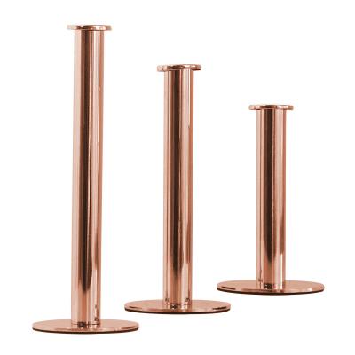 China Fashionable Nordic Iron Plated Rose Silver Pillar Candle Holder Home Gold Living Room Metal Classic Candlestick for sale