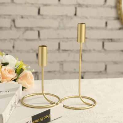 China Nordic Religious Activities Amengni Wrought Iron Candlestick Ornaments European Wedding Gold Candle Holder Dining Table Decorations for sale