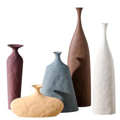 China The morandi creative flowerpot embryo art ceramic vase nordic simple geometric irregular morden minimalistic texture for sale