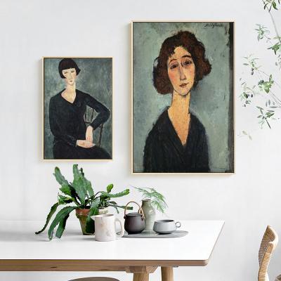 China Nordic Abstract Character Canvas Painting Wall Decor Oil Portrait And Figure Paintings With Wooden Frame for sale