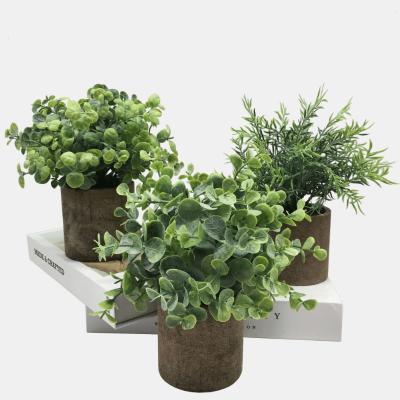 China Home Decoration/Gift Mother's Day Gift Eucalyptus With Flowerpot Set Home Decoration Green Plant Home Potted Artificial Plants for sale