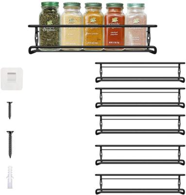 China Bathroom 4 Pack Metal Shelf Bathroom Kitchen Wall Mount Hanging Spice Rack for food&spice jar for sale