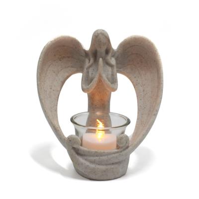 China Tealight Tealight Candle Holder Gift Decor Angel Statue Resin Christian Votive Candle Holder for sale