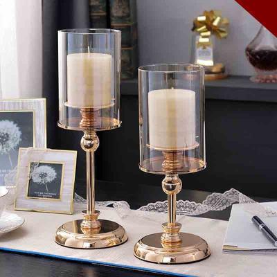 China Nordic Home Decor Gold Metal Pillar Candle Pillar Candle Holders Centerpieces Metal Home Decor Fireplace Mantel Table for sale