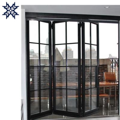 China Exterior Magnetic Screen Folding Glass Doors Customized Design Folding Glass Door for sale