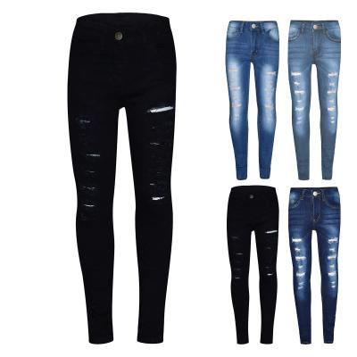 China New Breathable Hot Sale High Quality Casual Ripped Denim Ladies Pants Womens Jeans for sale