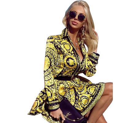 China Plus Size Women Dress Africa Style Autumn Long Sleeve Ladies Printed Dress 2021 for sale