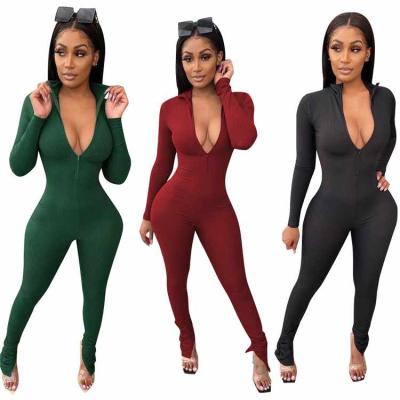 China L QUICK DRY Bodycon Spring Women Ladies One Piece Yoga Rompers Workout Good Quality Zipper Jumpsuit for sale