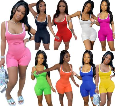 China 2021 Summer Women Summer Breathable Colorful One Piece Overalls Bodycon Skinny Short Romper for sale