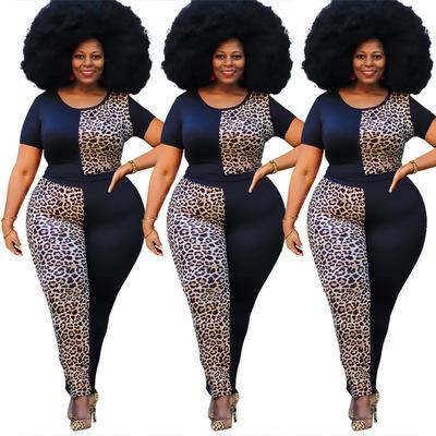 China Amazon QUICK DRY Plus-size Fashion African Suit For Women Sets Leopard Print Black Tie Dye 2020 for sale