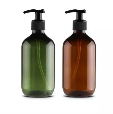 China Personal Skin Care Packaging 500ml Empty Shampoo Bottle Colored PET Plastic Bottle With Pump Dispenser for sale