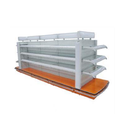 China Reliable Supermarket Quality Store Double Sided Storage Rack Grocery Rack Customizable Metal Sales Racks for sale