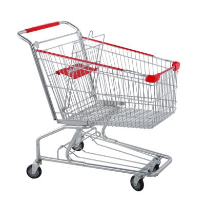 China Durable American Style Supermarket Shopping Trolley Cart Metal Surface With Customized Logo à venda