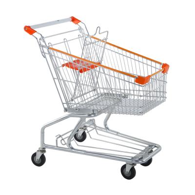 China Durable American Style Supermarket Metal Trolley Large Size Store Shopping Trolley With Seat Te koop