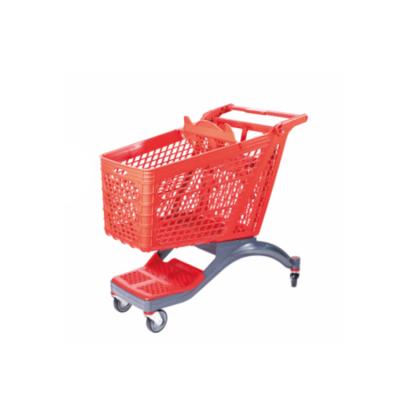 China Durable High Quality Plastic Supermarket Shopping Cart Rolling Push Shopping Trolley en venta