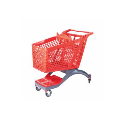 China Durable High Quality Plastic Supermarket Shopping Cart Rolling Push Shopping Trolley for sale