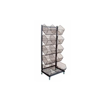 Κίνα Double Sided 5 Tiers Floor Metal Wire Display Rack For Store Supermarket Pushing Sale προς πώληση